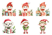 Watercolor Cute Christmas Clipart, a Transportation Illustration by SinaCreation (Thumbnail 2 of 6)