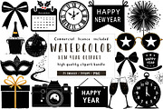 Black and white New year clipart, an Illustration by CreationArt (Thumbnail 1 of 5)