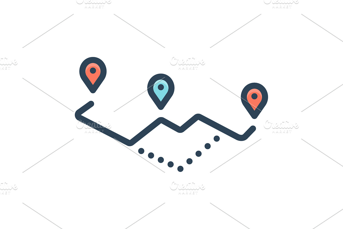 Routes location color icon, an Icon by Creative priyanka