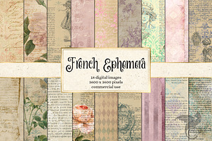 French Ephemera Digital Paper