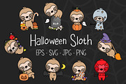 Set of Cute Halloween Sloth, an Animal Illustration by ArtVarStudio (Thumbnail 1 of 3)