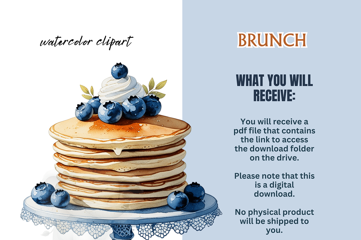 Watercolor Brunch Clipart blueberry, a Food Illustration by VM PARTYS  BY TAIRUMA (Photo 10 of 10)