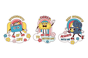 Funny cinema stickers. Retro movie, an Object Illustration by YummyBuum