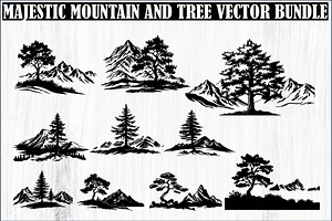 Majestic Mountain and Tree Vector Bu, a Graphic by Creativeshirt