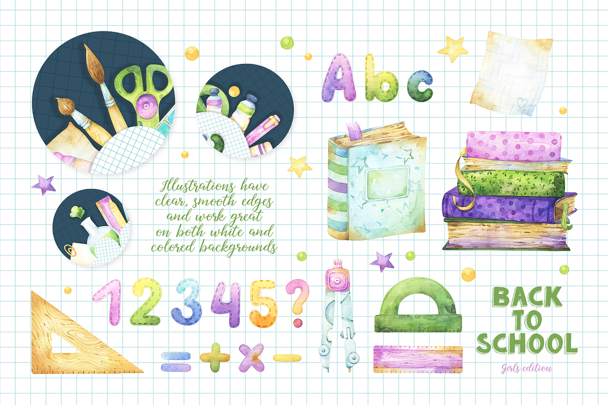 Back to School Girls edition clipart, an Education Illustration by Tatiana Troian (Photo 3 of 5)