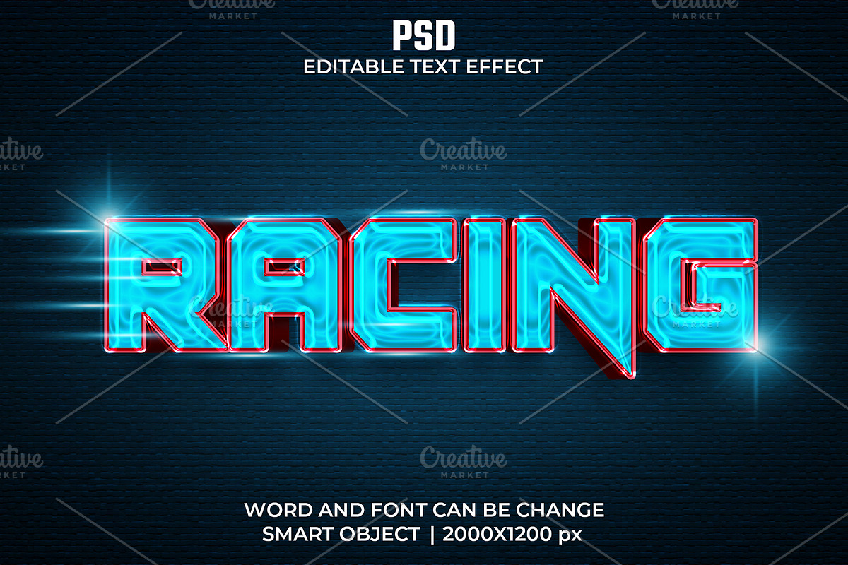 Racing 3d Editable Psd Text Effect, a Layer Style Add-On by bdrobin (Photo 1 of 2)