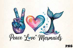 Peace love mermaids galaxy heart mer, an Illustration by CrexoraLab