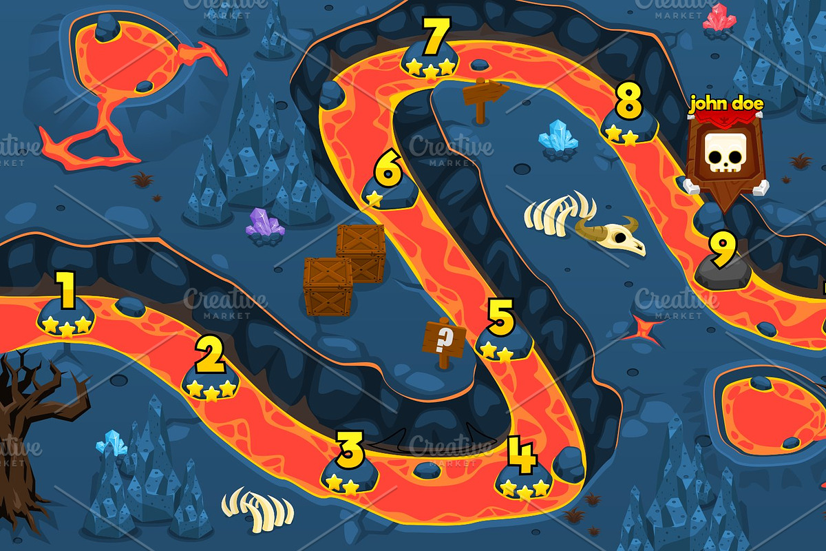 Game Level Map Pack - Horizontal, an Illustration by pzUH (Photo 2 of 8)