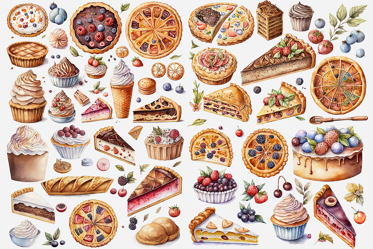Collection of sweet baked goods, a Food Illustration by Giordano Aita Graphics (Photo 3 of 3)