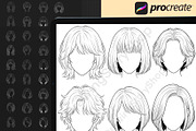 150Procreate Female Hairstyle Stamps, a Brush Add-On by DrawingStoryShop (Thumbnail 4 of 6)