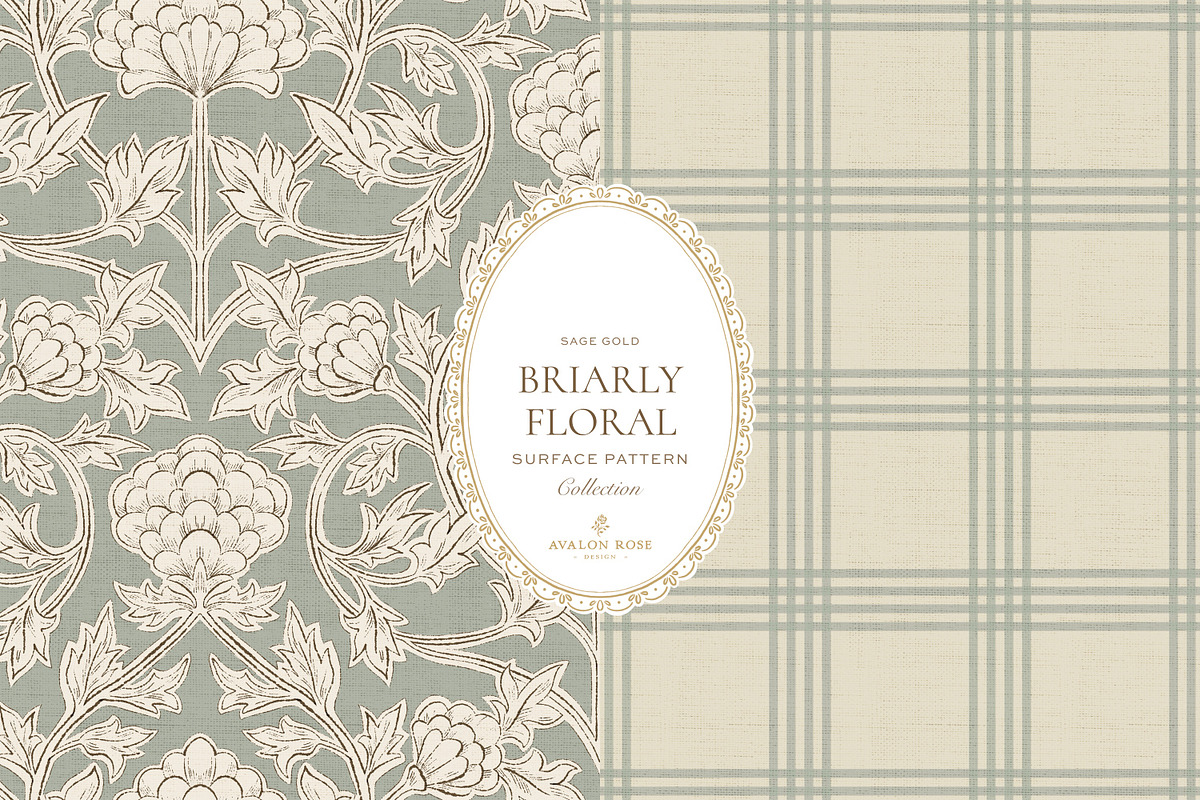 Farmhouse Damask Pattern Set Sage, a Pattern Graphic by Eclectic Anthology (Photo 4 of 13)