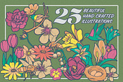 Retro Spring Flowers Bundle, an Animal Illustration by Phosphorus Design Co. (Thumbnail 2 of 8)