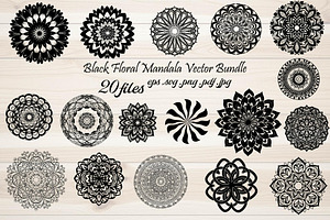 Black Floral Mandala Vector Bundle, a Decorative Illustration by Designer_Momina