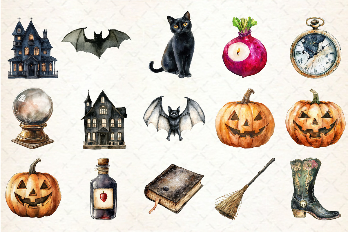 Antique Halloween Clipart, an Illustration by Rose Art (Photo 2 of 7)