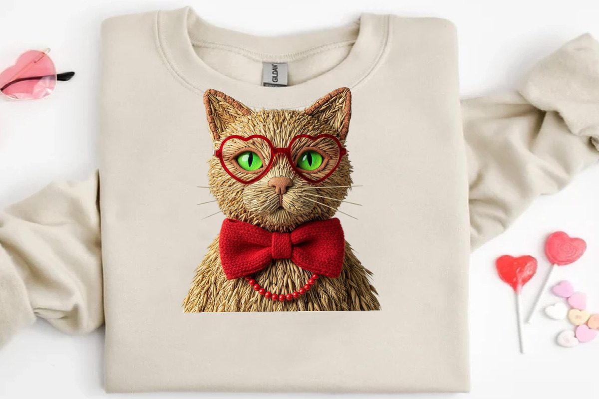 Yarn Crochet Cat Valentine's Day PNG, an Illustration by DreamCafeArt (Photo 5 of 8)