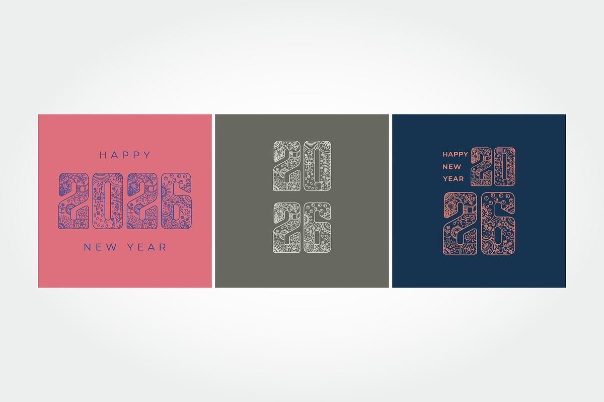Set Of 2026 New Year Typography, a Branding & Logo Template by PrastHF