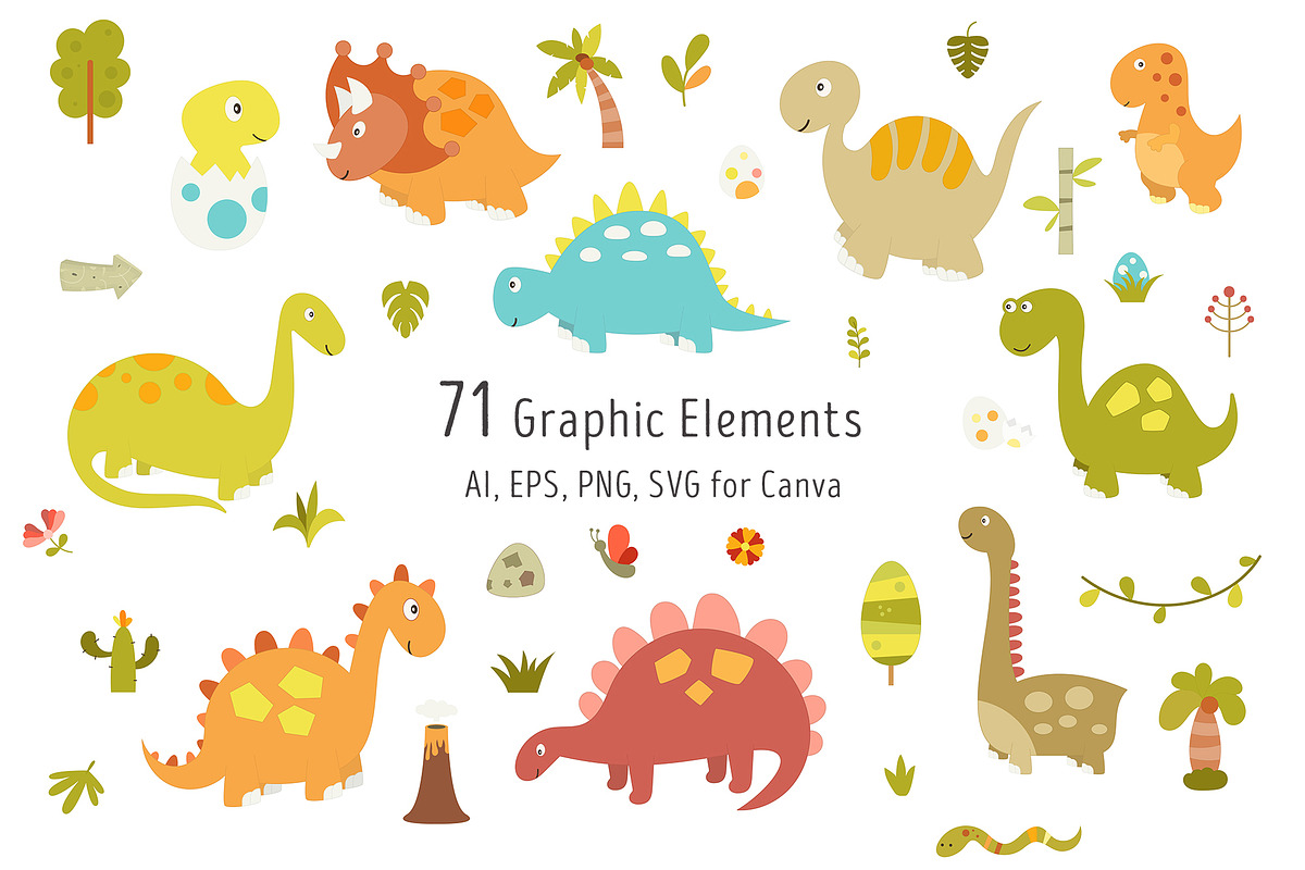 Nursery Art Dinosaurs Kids Bundle, an Animal Illustration by Nursery Art (Photo 2 of 9)