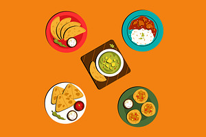 Flat Indian Food Asset Illustration, a Food Illustration by graphicook