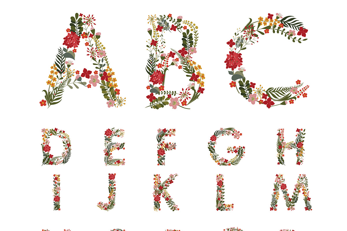 Cute Floral Alphabet, a Decorative Illustration by Feday (Photo 3 of 5)