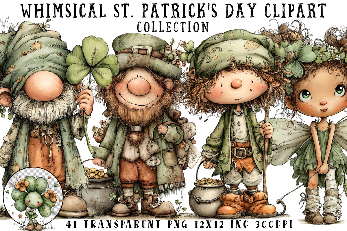 Whimsical St. Patrick's Day Clipart, an Illustration by OK Design (Photo 1 of 6)