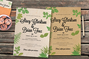 Wedding Leaves Invitation Template
