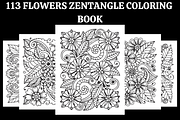 113 Flowers Zentangle Coloring Pages, a Decorative Illustration by Coco Bloom (Thumbnail 1 of 3)