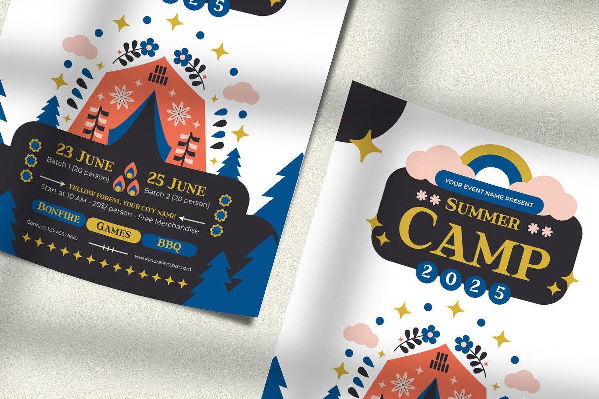 Folk Art Summer Camp Flyer Template, a Flyer Template by Hole Hope Design (Photo 3 of 5)