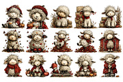 Whimsical Autumn Sheep Clipart, a Seasonal Illustration by Nicolle's Colorful Art (Thumbnail 2 of 6)