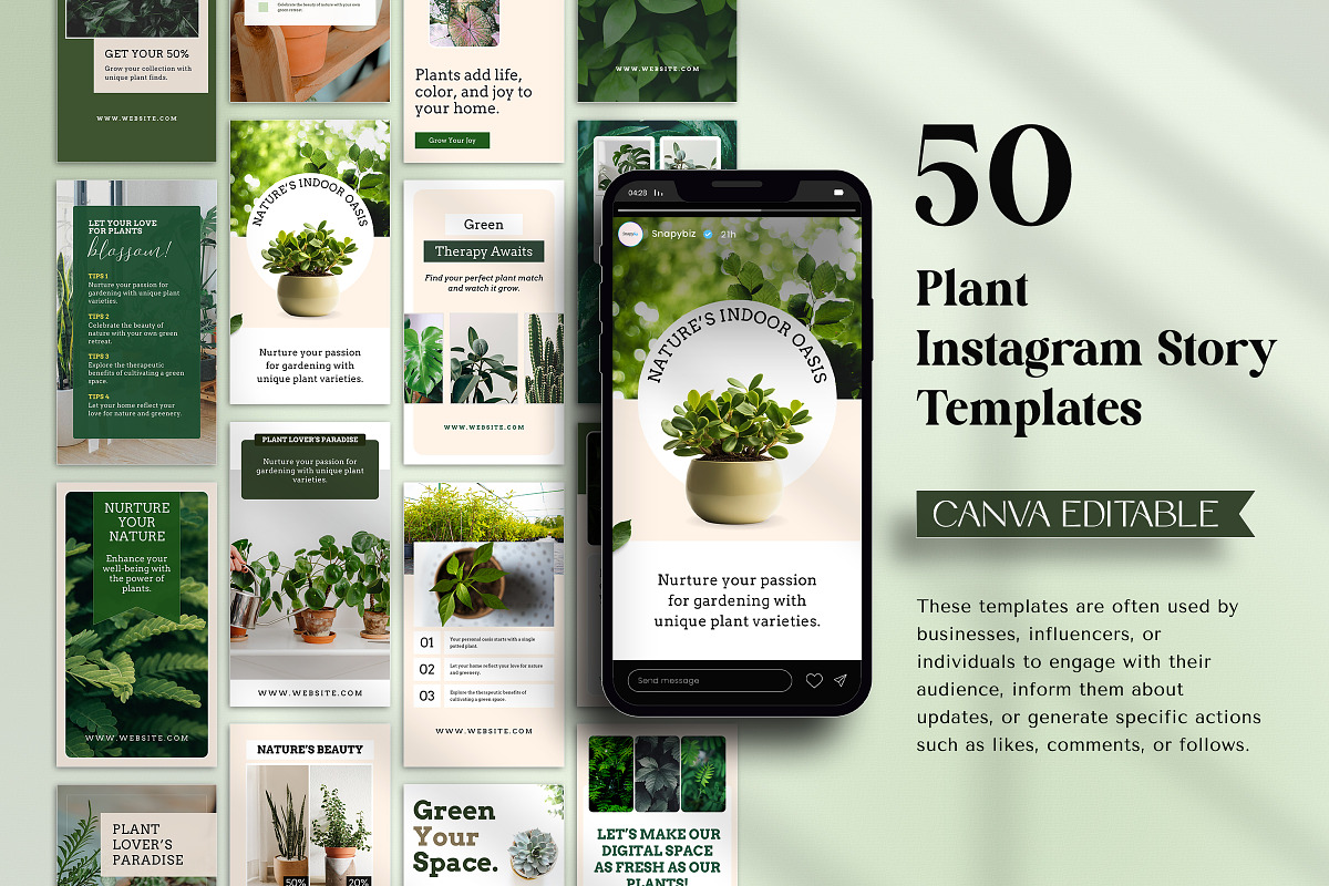 Editable Plant Canva Story Template, a Social Media Template by Snapybiz (Photo 8 of 11)