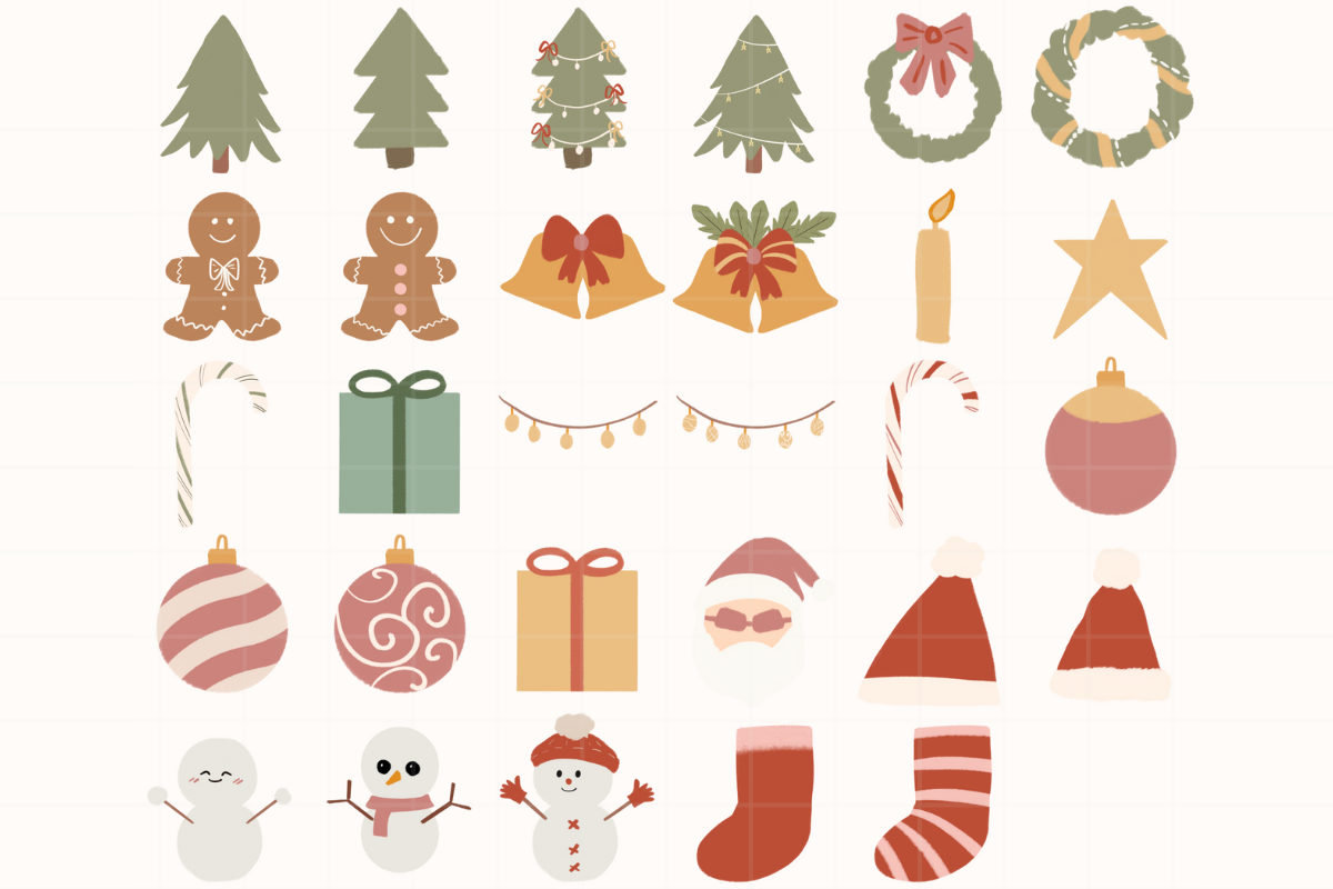 Retro Christmas Clipart Bundle, a Seasonal Illustration by tchastudio (Photo 2 of 5)