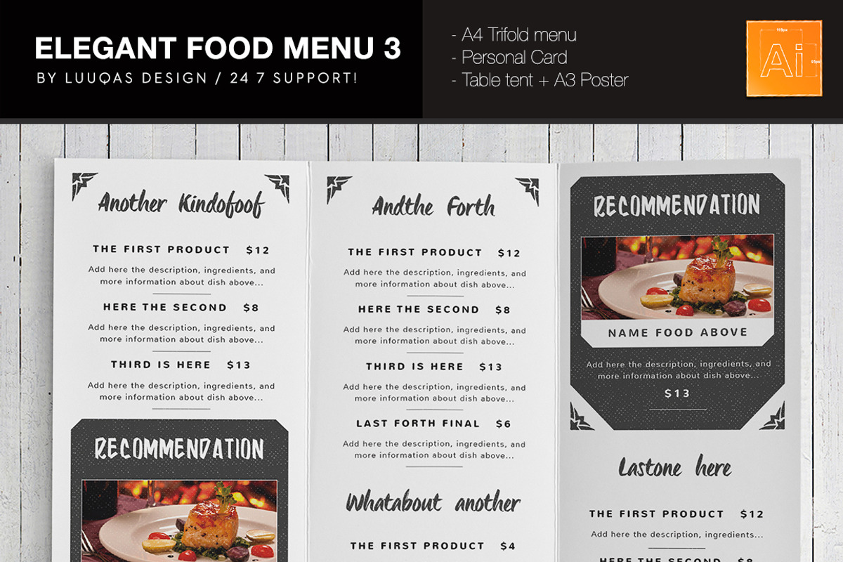Elegant Food Menu 3, a Brochure Template by Luuqas Design (Photo 2 of 5)