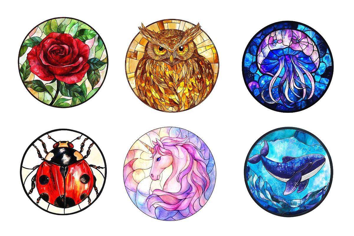 Stained Glass Sublimation Clipart, an Illustration by CreationArt (Photo 2 of 5)
