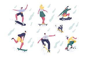People skateboarding set, a Sport Illustration by Good Studio