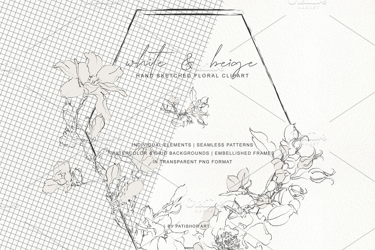 Pencil Sketched Fine Line Flowers Cl, an Illustration by Patishop Art (Photo 4 of 9)