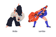 Fighters practicing martial arts set, a Sport Illustration by Good Studio (Thumbnail 6 of 13)