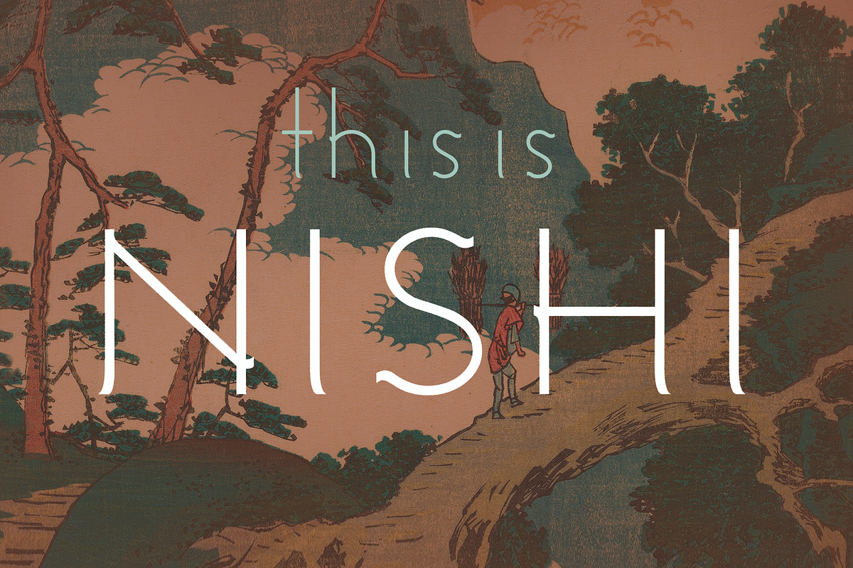 Nishi. Chic, modern sans serif font, a Sans Serif Font by LostandFoundry (Photo 1 of 7)