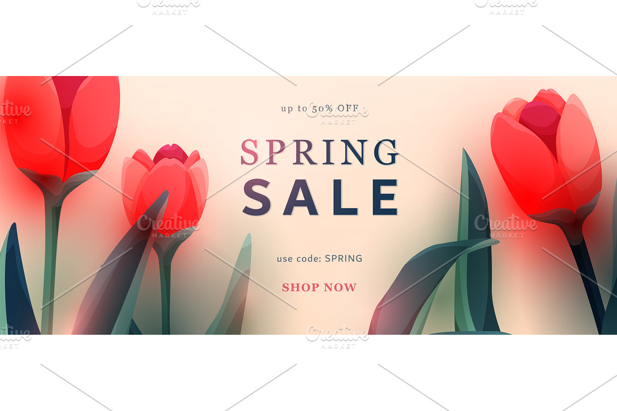 Spring sale banner with beautiful, an Object Illustration by Zaie