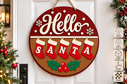 Christmas Hello Santa Stocking SVG, a Seasonal Illustration by Canvas Craft (Thumbnail 1 of 4)