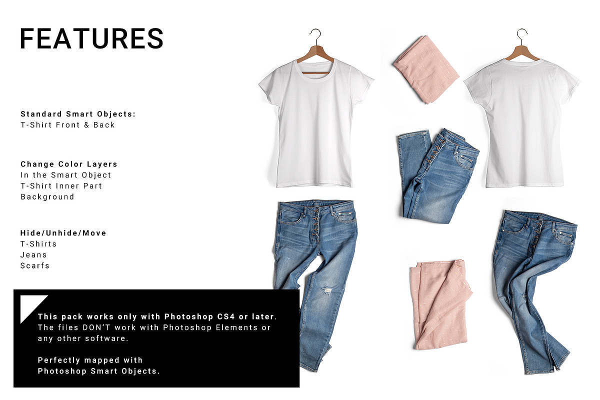 Women's T-Shirt and Jeans Mockup Set, a Shirt Mockup by mock-ups (Photo 2 of 11)