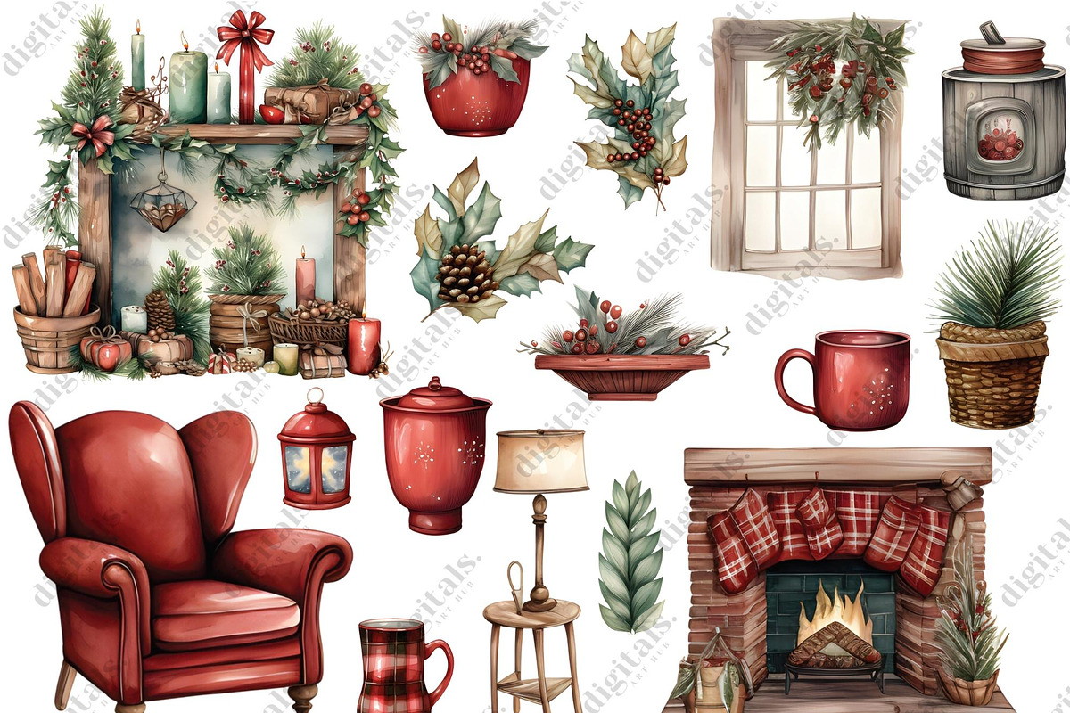 Watercolor Cozy Christmas Clipart, a Graphic by Digitals Art Hub (Photo 3 of 10)