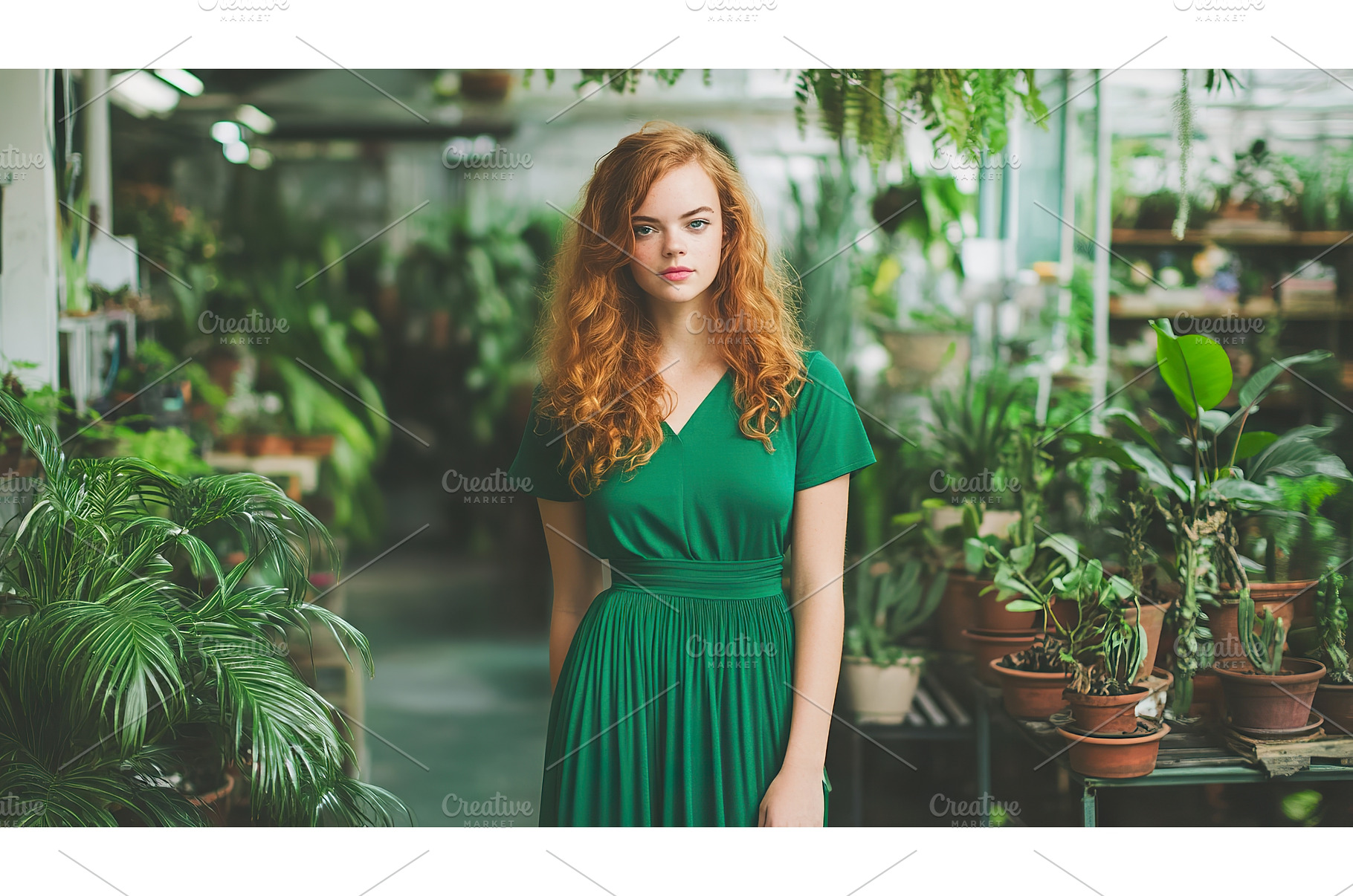 Young caucasian woman in greenhouse, a Person Photo by Lermont51