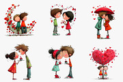 Whimsical Valentine Couple Clipart, an Illustration by CreationArt (Thumbnail 6 of 6)