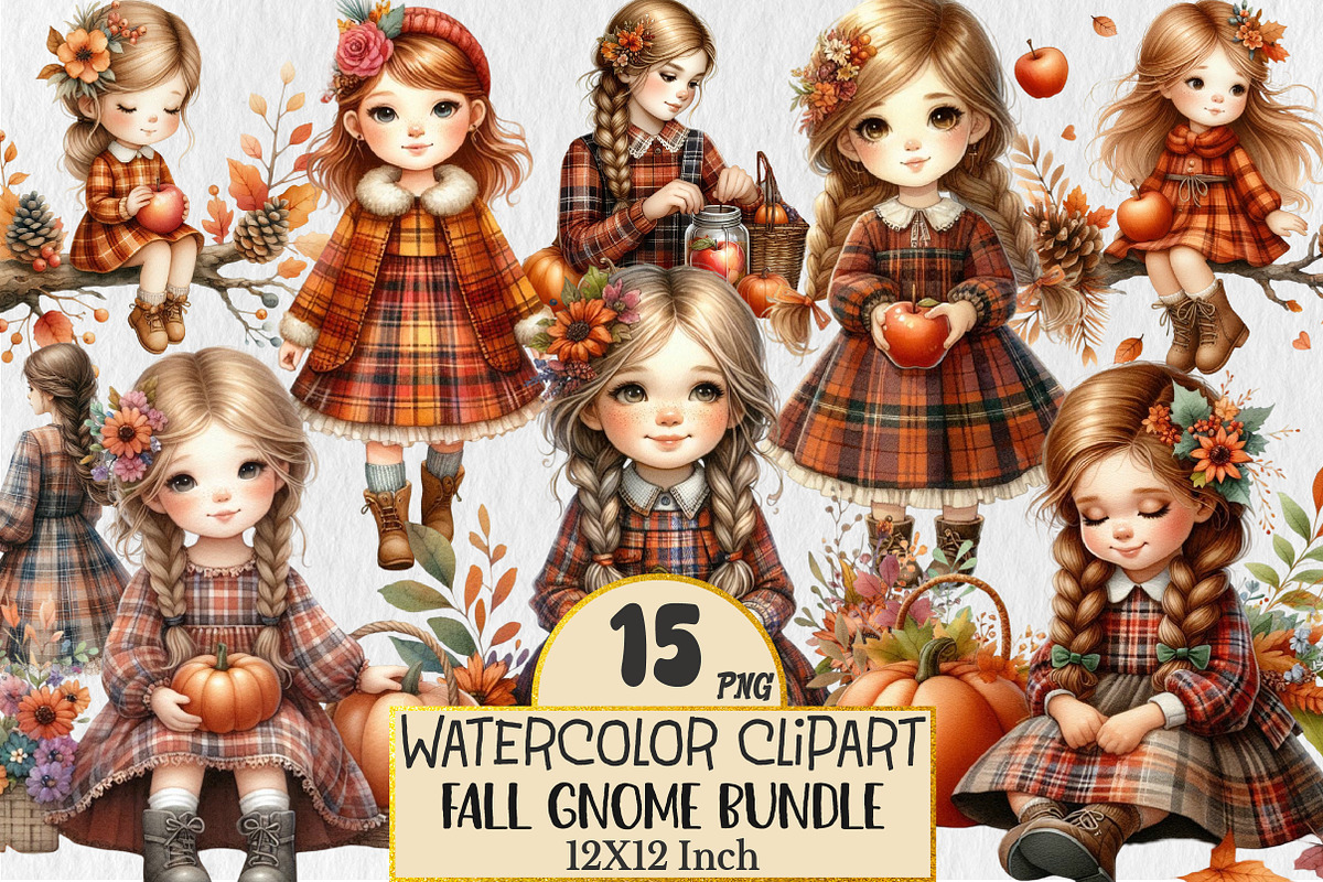 Fall Gnome Clipart Bundle, a Seasonal Illustration by Rose Art (Photo 1 of 3)