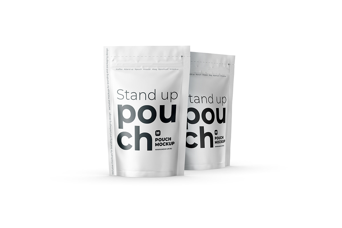 Stand Up Pouch Front and Half Side, a Cups & Container Mockup by easymock (Photo 9 of 12)