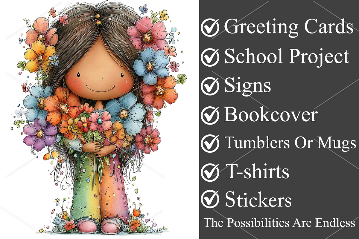 Whimsical Spring Rainbow Girl PNG, a Seasonal Illustration by Canvas Craft (Photo 3 of 7)