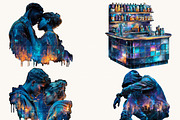 Neon Glow Party Clipart Bundle, a Person Illustration by BusyDaydesign (Thumbnail 4 of 9)