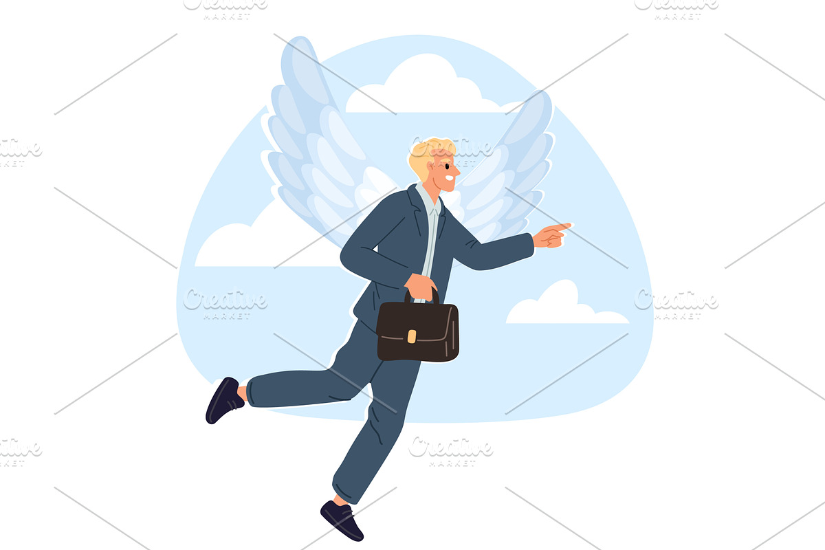 Businessman investor with feather, a Person Illustration by Vectorbuum
