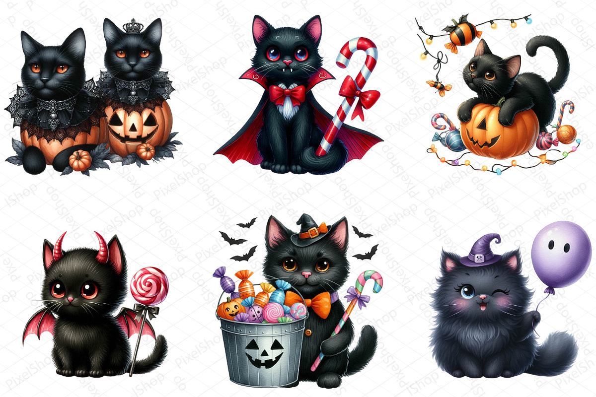 Halloween Black Cat Clipart, an Illustration by DreamPrint404 (Photo 6 of 6)