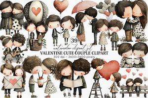 Valentine Cute Couple Clipart Bundle, an Illustration by Canvas Craft