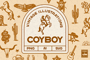 Vintage Cowboy Western Illustration, a Decorative Illustration by Eldorado Design Co.
